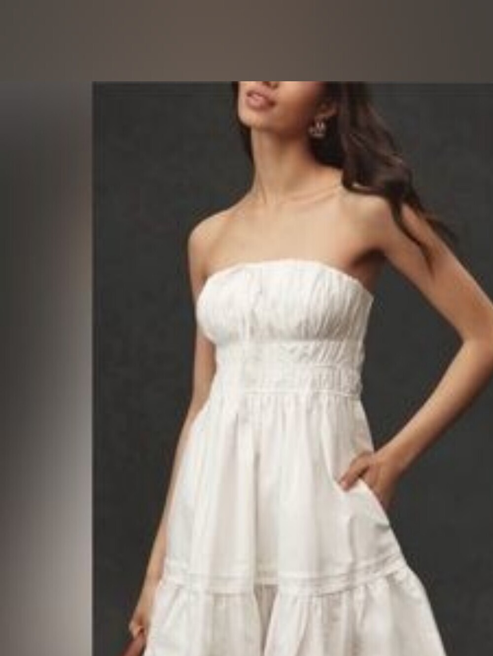 Anthropologie White Strapless Tiered Sundress